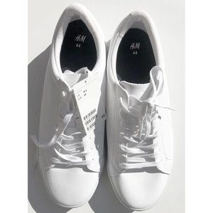 Men's SZ 10.5 H&M White sneakers tennis shoes faux leather